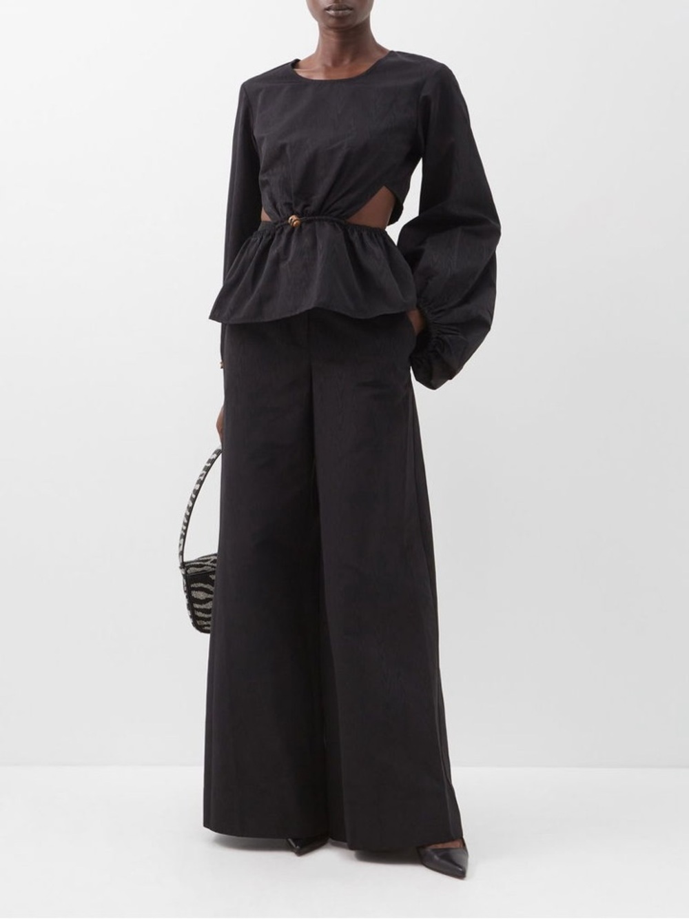 STAUD Ivy Black Cut Out Peplum Top - Picture 7 of 8